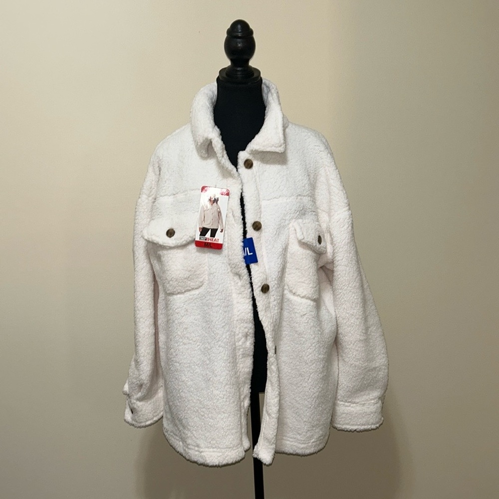 32 Degrees Ladies' Cream/White Cozy Shirt Jacket size M/L - Picture 6 of 8